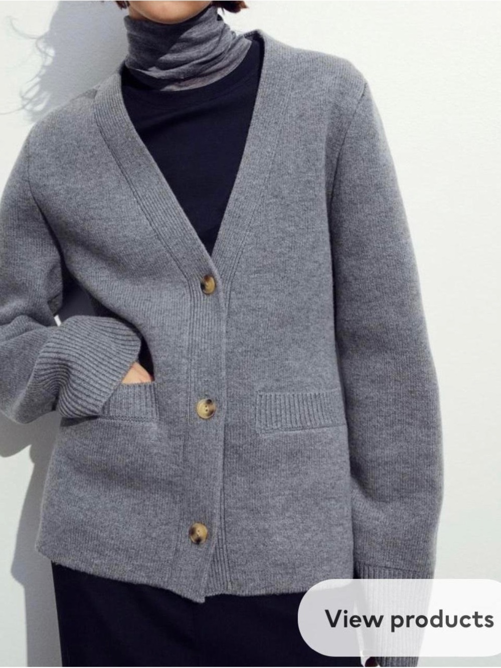 H&M Premium Wool V-Neck Button Cardigan